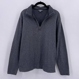 Gray 1/3 Zip Ribbed Pullover Van Heusen Flex Sz M Long Sleeve Lightweight Shirt